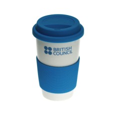 Double wall ceramic mug with silicon lid - BRITISH COUNCIL